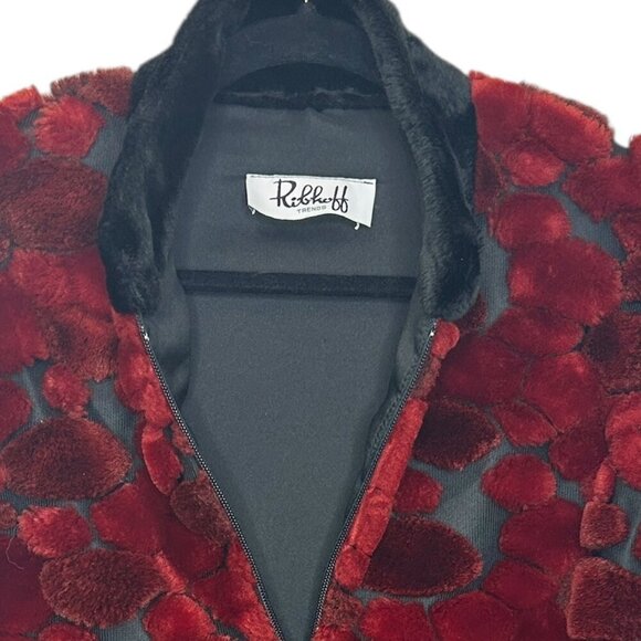 Joseph Ribkoff Trends Vest • Sz 10 M Faux-Fur Patchwork Red Black Funky 90s Edgy - Picture 4 of 6
